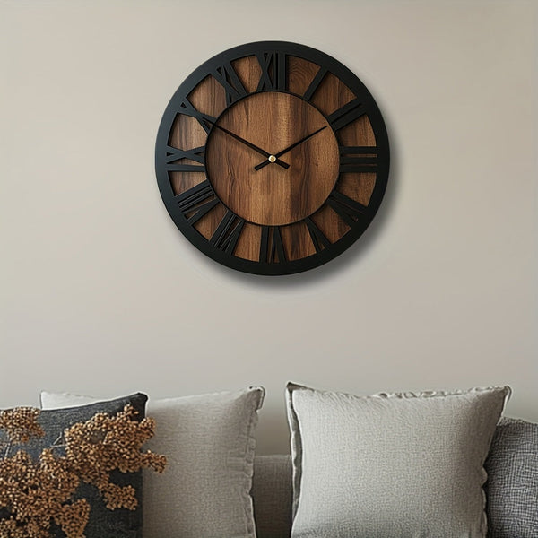 Vintage Holz-Wanduhr mit römischen Ziffern