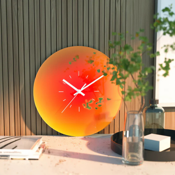 Sunset Glas-Wanduhr mit Farbverlauf