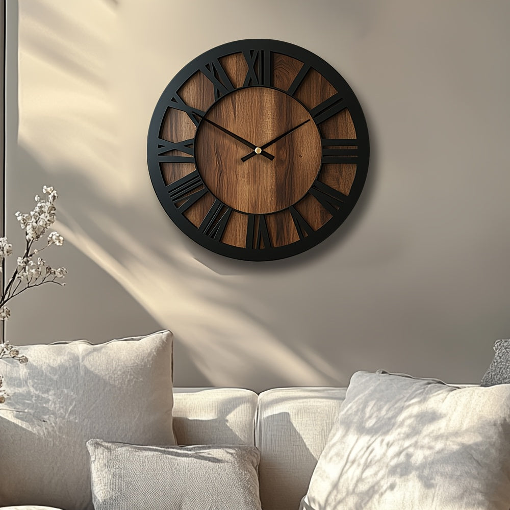 Vintage Holz-Wanduhr mit römischen Ziffern