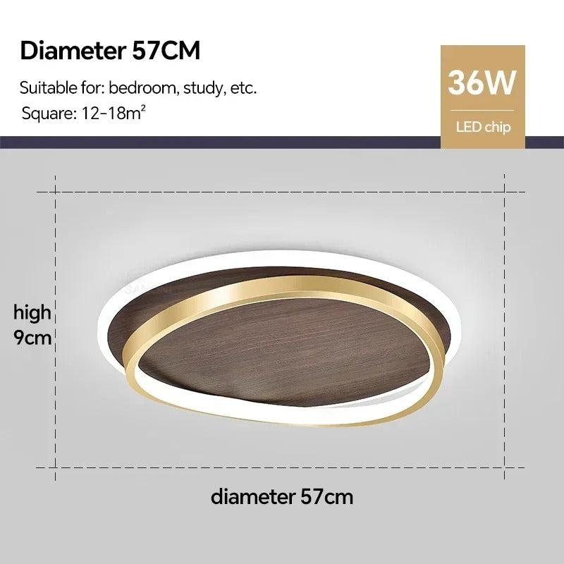 Damiasmil LED-Deckenleuchte Walnuss & Gold