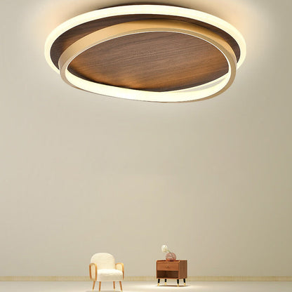 Damiasmil LED-Deckenleuchte Walnuss & Gold