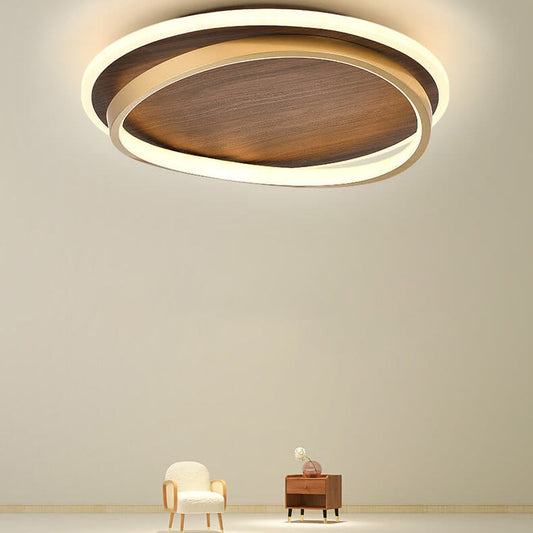 Damiasmil LED-Deckenleuchte Walnuss & Gold