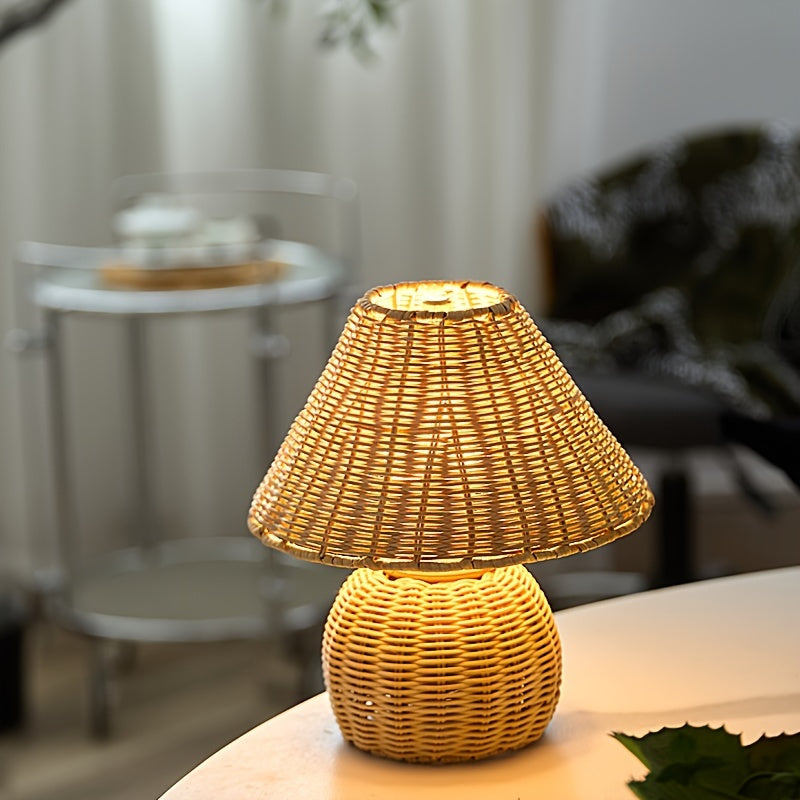 Schreibtischlampe mit Bambusschirm