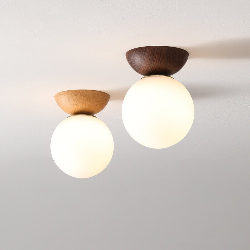 Japanische Leuchte aus Holz und Glas