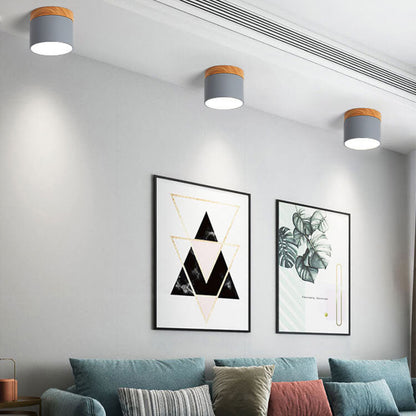 Macaron LED-Deckenleuchte mit Holz