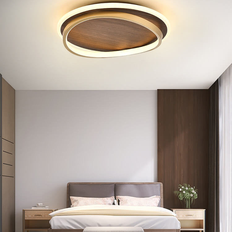 Damiasmil LED-Deckenleuchte Walnuss & Gold