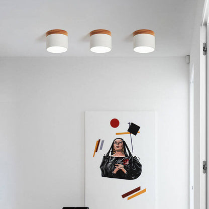 Macaron LED-Deckenleuchte mit Holz