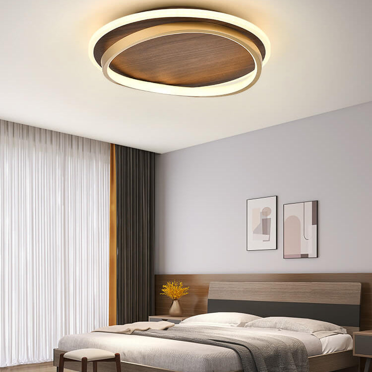 Damiasmil LED-Deckenleuchte Walnuss & Gold