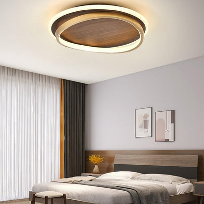 Damiasmil LED-Deckenleuchte Walnuss & Gold