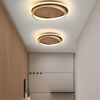 Damiasmil LED-Deckenleuchte Walnuss & Gold