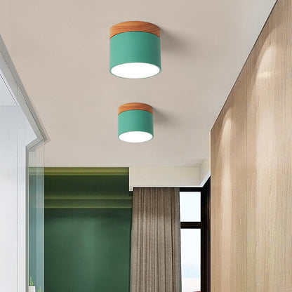 Macaron LED-Deckenleuchte mit Holz