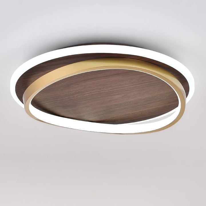 Damiasmil LED-Deckenleuchte Walnuss & Gold