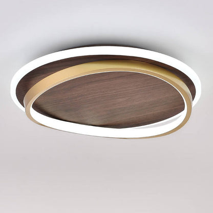 Damiasmil LED-Deckenleuchte Walnuss & Gold