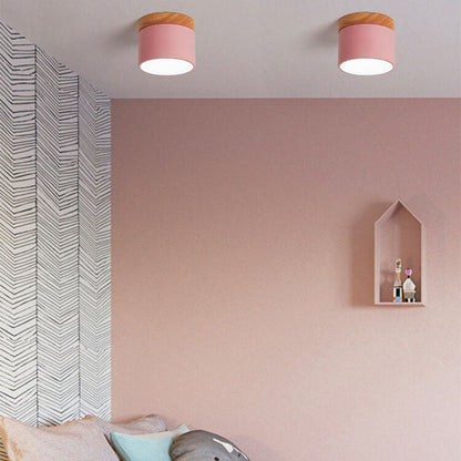 Macaron LED-Deckenleuchte mit Holz