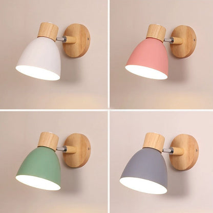 Macaron Wandleuchte aus Holz und Eisen