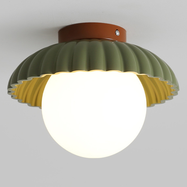 Eisen-Deckenleuchte mit Glaskugel