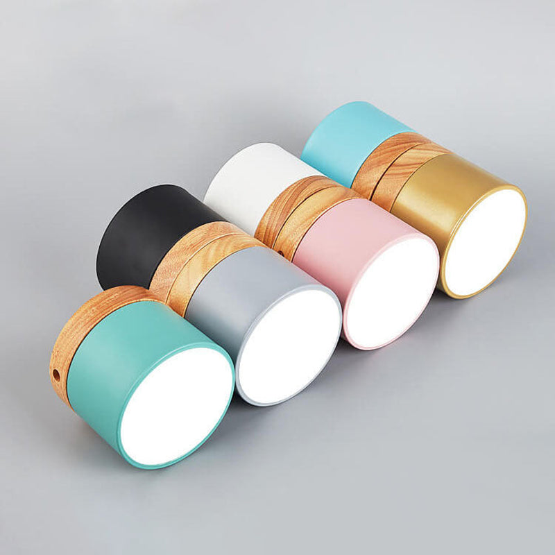 Macaron LED-Deckenleuchte mit Holz