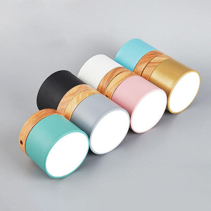 Macaron LED-Deckenleuchte mit Holz