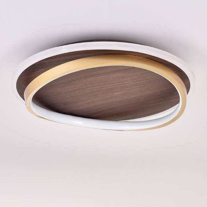Damiasmil LED-Deckenleuchte Walnuss & Gold