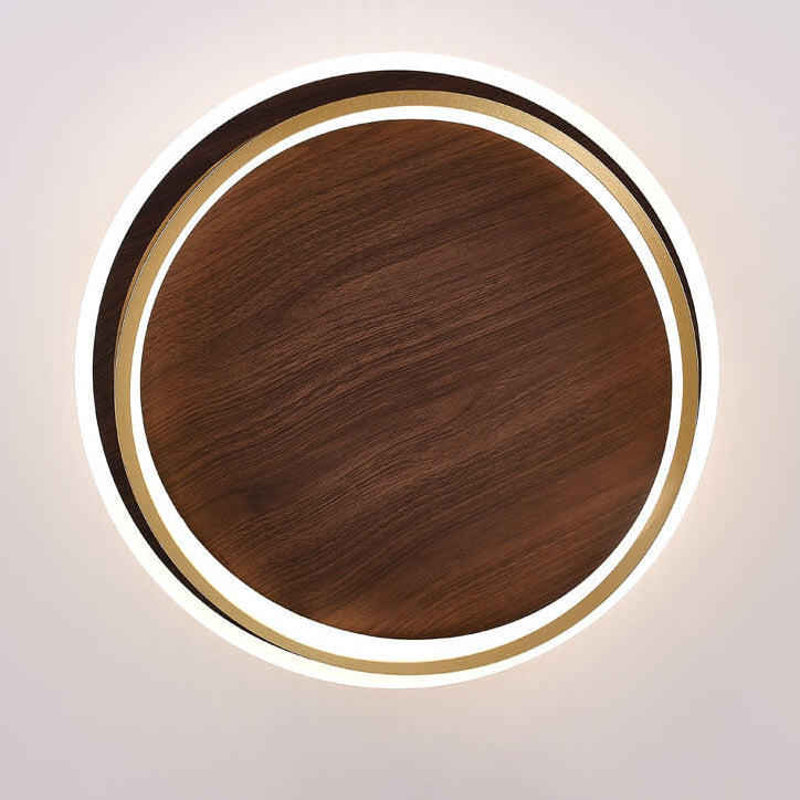 Damiasmil LED-Deckenleuchte Walnuss & Gold