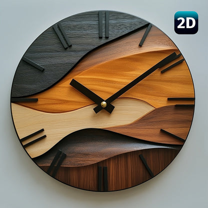 Geriffelte Wanduhr in Holzoptik