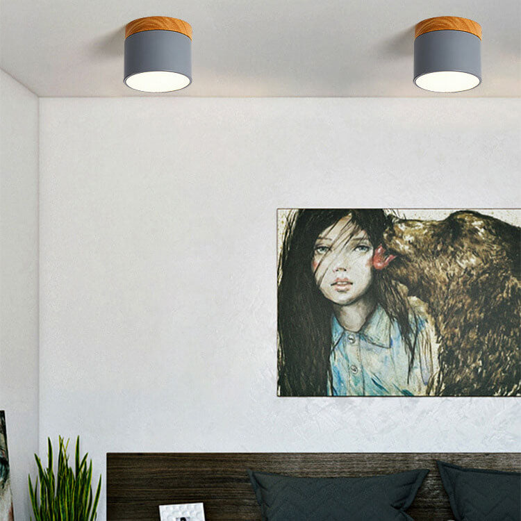 Macaron LED-Deckenleuchte mit Holz