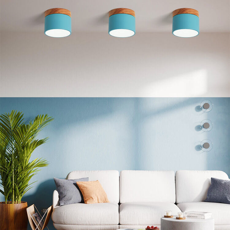Macaron LED-Deckenleuchte mit Holz