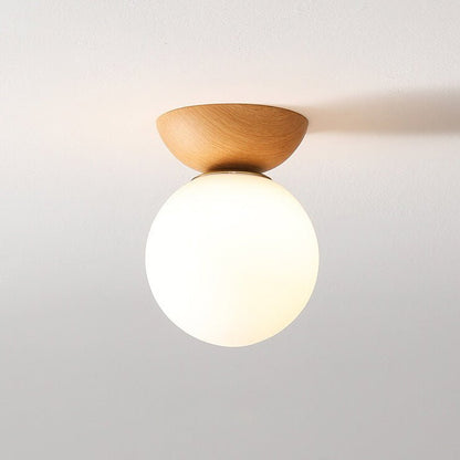 Japanische Leuchte aus Holz und Glas