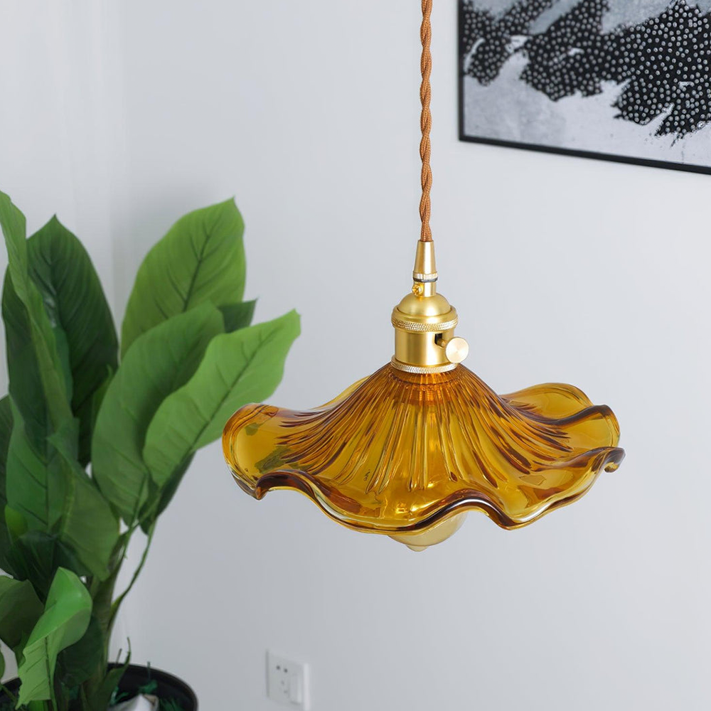 Blumen-Glas LED-Pendelleuchte