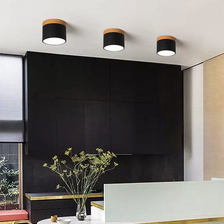 Macaron LED-Deckenleuchte mit Holz