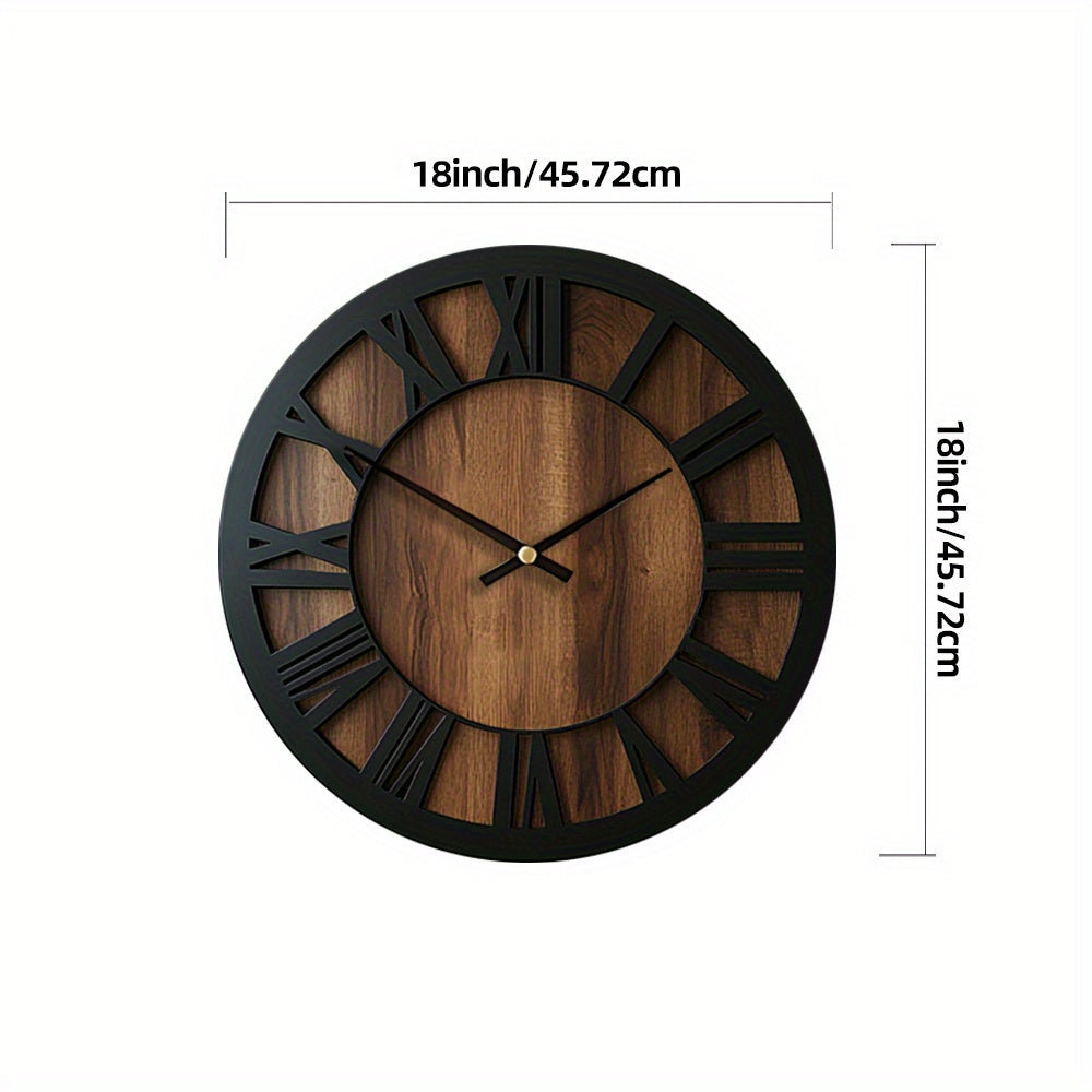 Vintage Holz-Wanduhr mit römischen Ziffern
