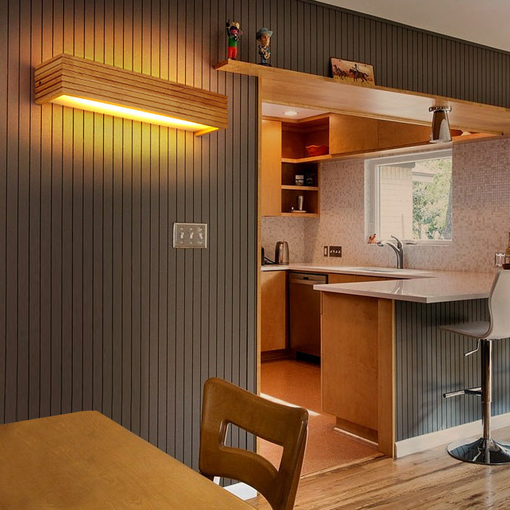 Holz LED-Wandleuchte minimalistisch