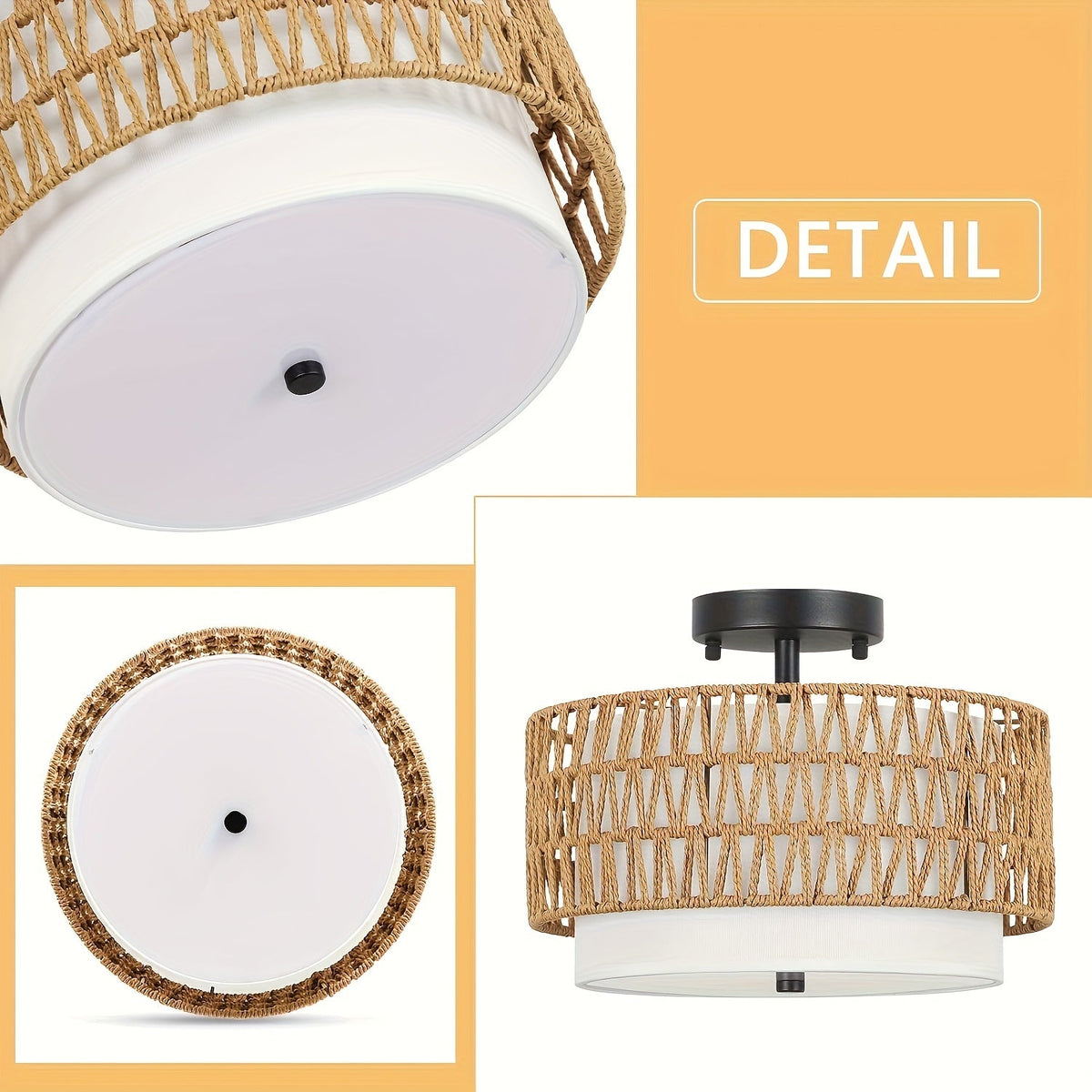 Boho Rattan-Deckenleuchte