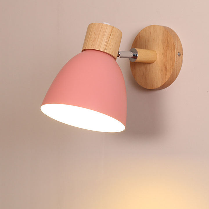 Macaron Wandleuchte aus Holz und Eisen
