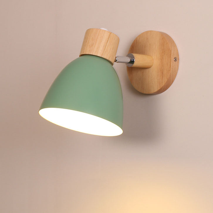 Macaron Wandleuchte aus Holz und Eisen