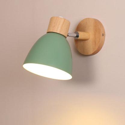 Macaron Wandleuchte aus Holz und Eisen