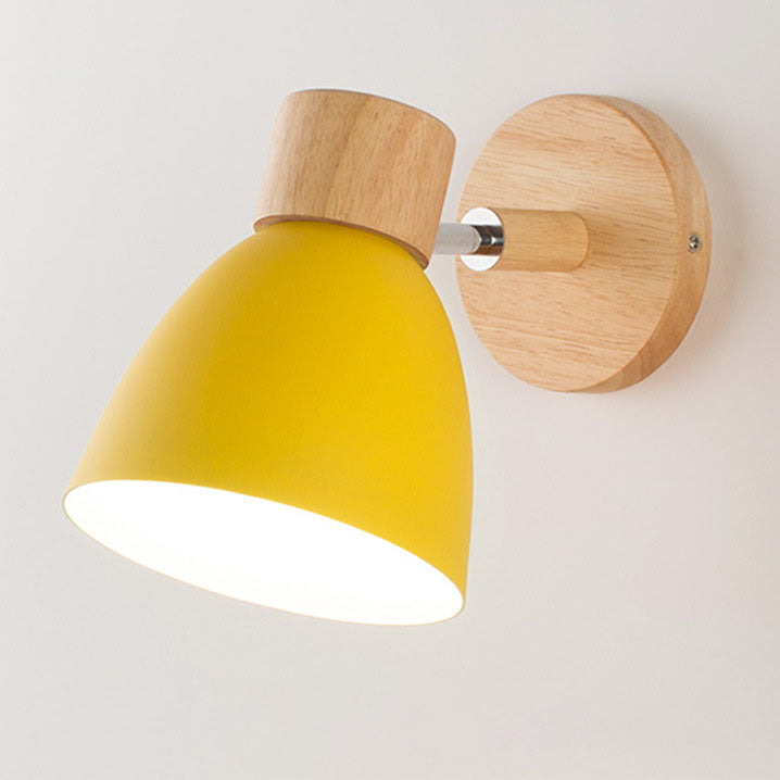 Macaron Wandleuchte aus Holz und Eisen