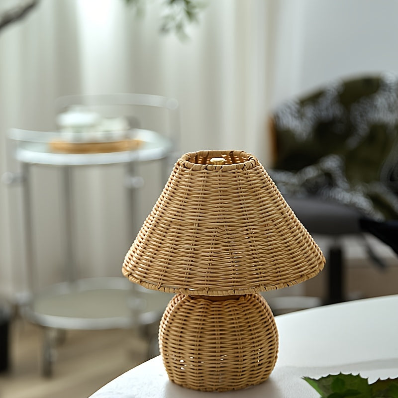 Schreibtischlampe mit Bambusschirm