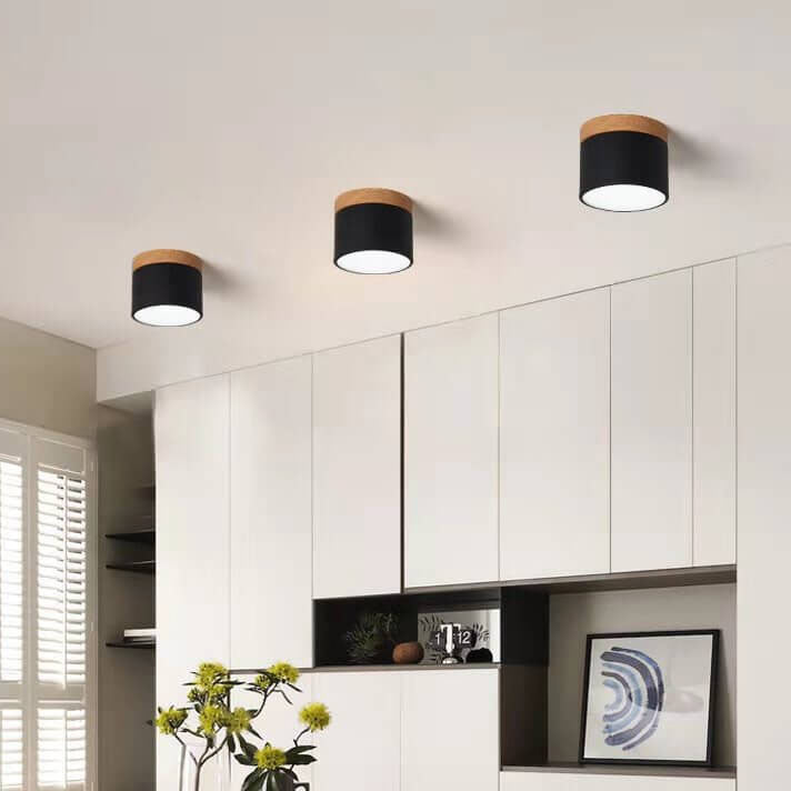 Macaron LED-Deckenleuchte mit Holz