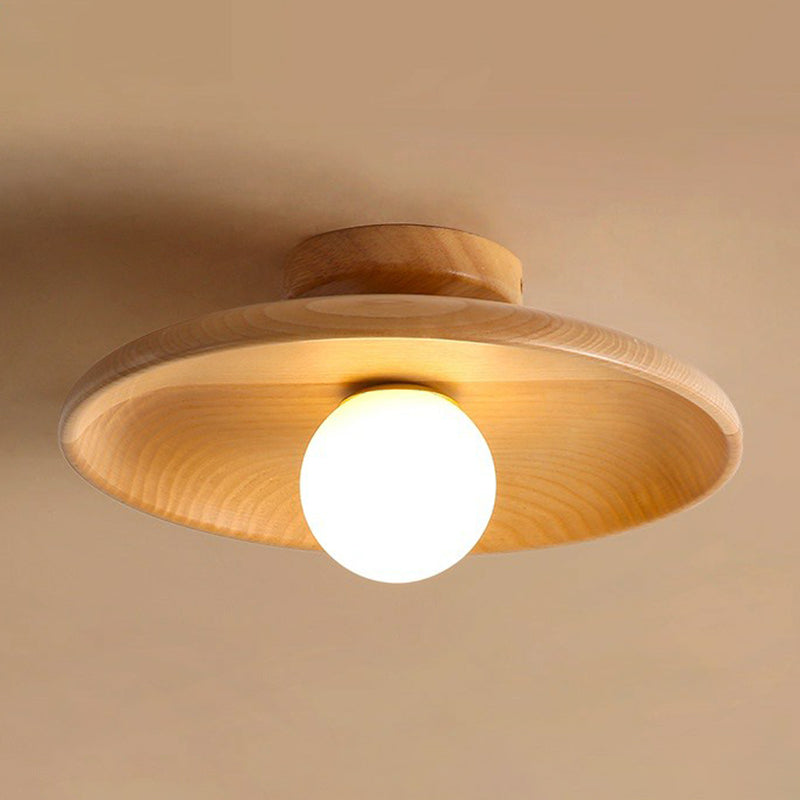 Holz-Deckenleuchte in Schalenform