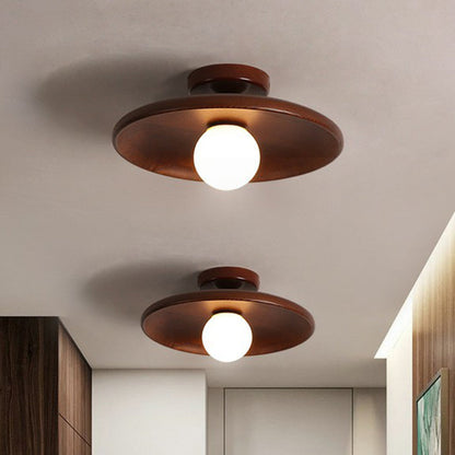Holz-Deckenleuchte in Schalenform