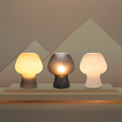 Vintage Nachttischlampe aus Rippenglas