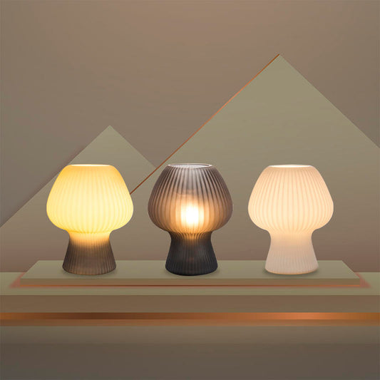 Vintage Nachttischlampe aus Rippenglas