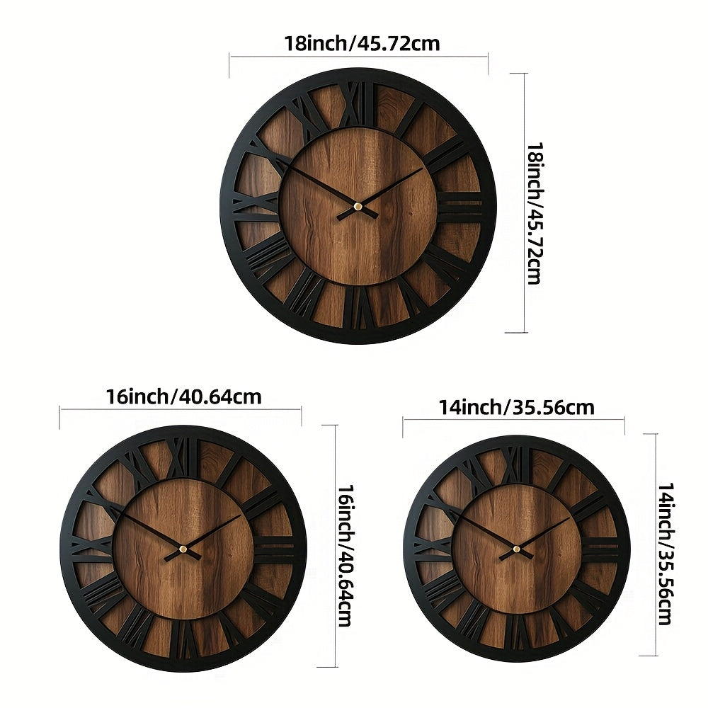Vintage Holz-Wanduhr mit römischen Ziffern
