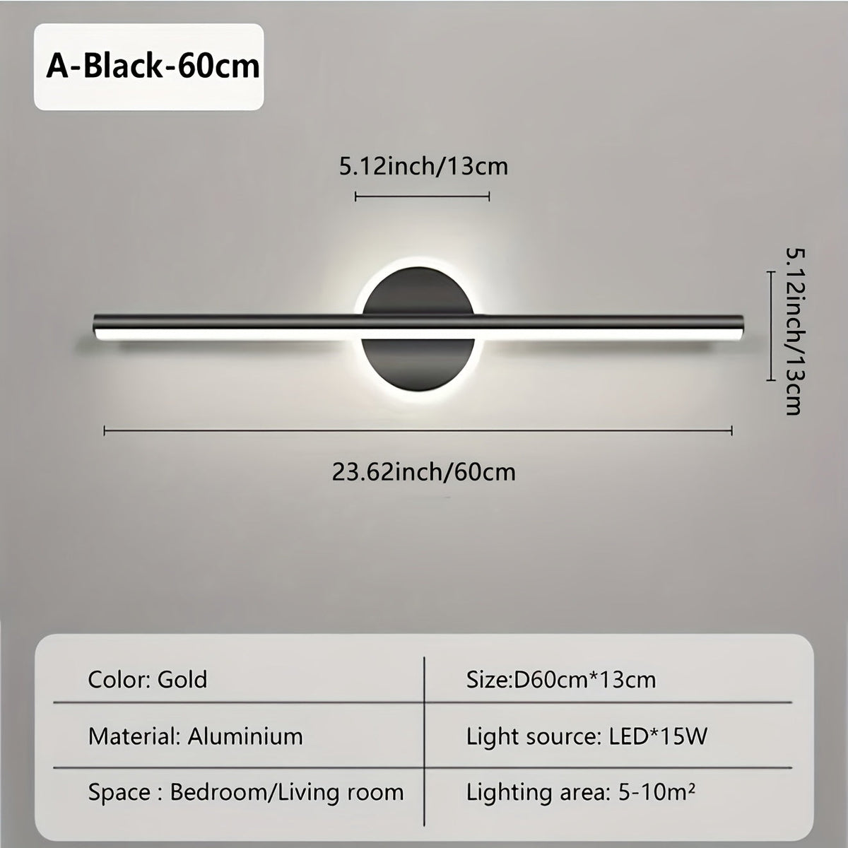Lineare LED-Spiegelleuchte Schwarz & Gold