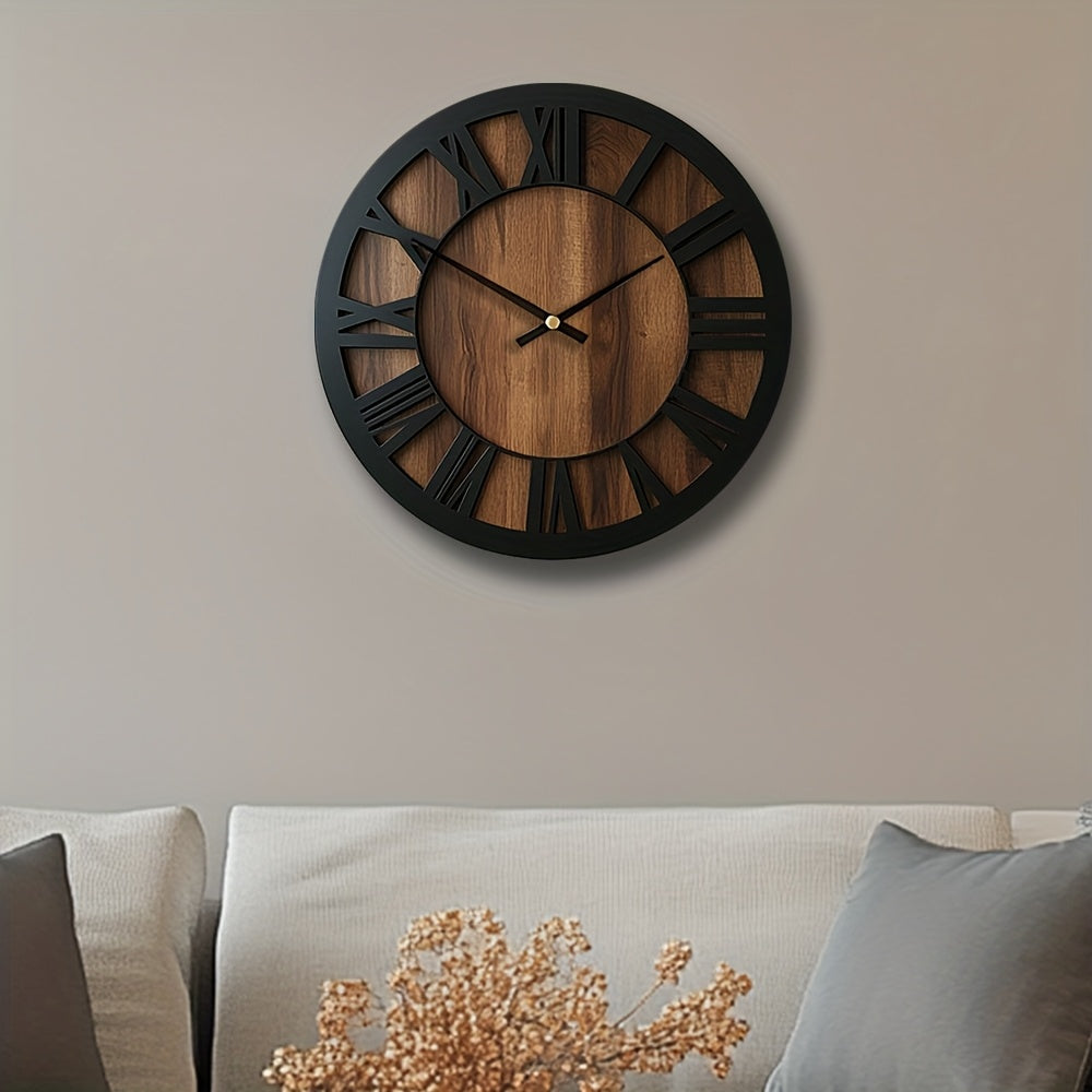 Vintage Holz-Wanduhr mit römischen Ziffern