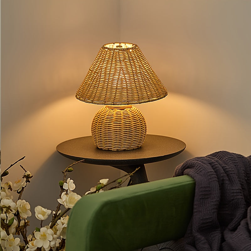 Schreibtischlampe mit Bambusschirm