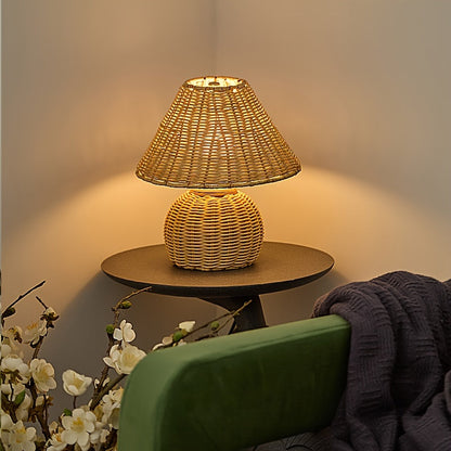 Schreibtischlampe mit Bambusschirm