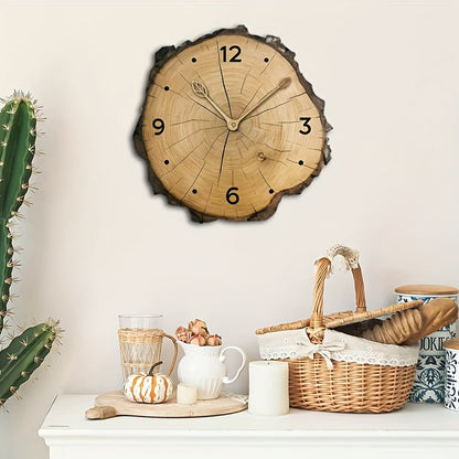 Rustikale Holzscheiben-Wanduhr