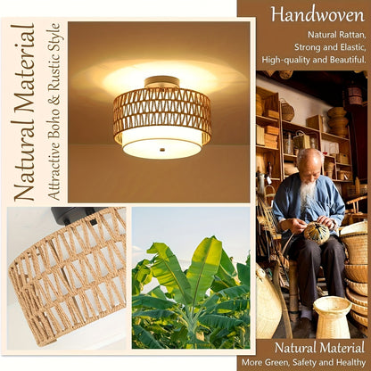 Boho Rattan-Deckenleuchte